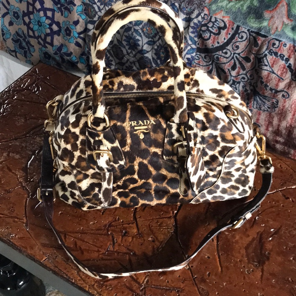 Prada Calf Hair Leopard Bowling Bag